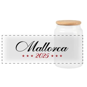 Mallorca 2025 - Panoramic Cookie Jar with Wooden Lid - white - Front