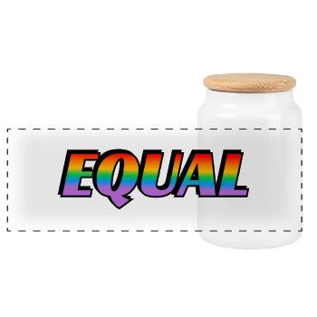 Texte arc-en-ciel EQUAL LGBT Pride Month - Boîte à biscuits avec couvercle en bois - blanc - Devant