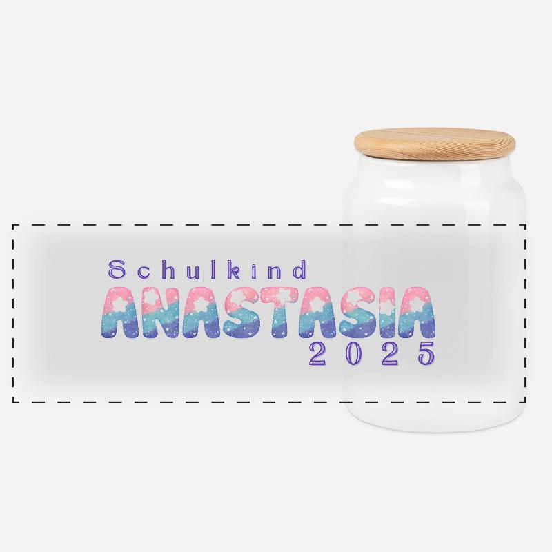 Schulkind 2025 - Panorama Keksdose mit Holzdeckel - Weiß