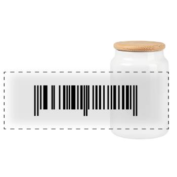 Barcode - Strichcode - Panorama Keksdose mit Holzdeckel - Weiß - Vorne
