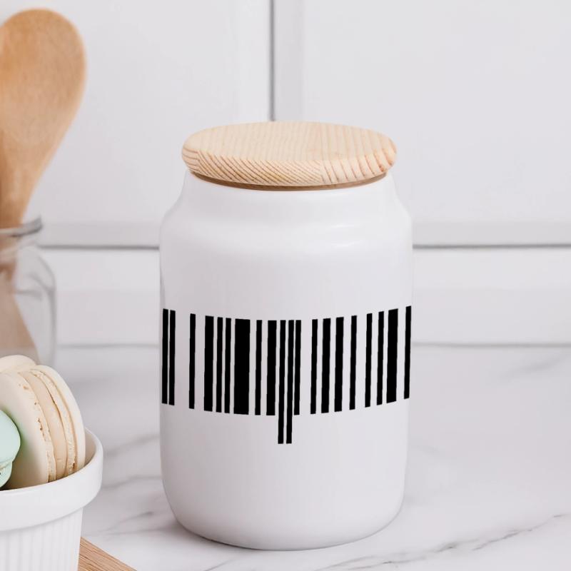 Barcode - Strichcode Panorama Keksdose mit Holzdeckel