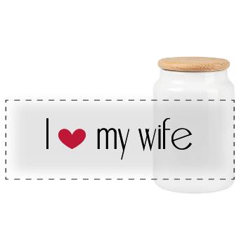 I love my wife - Panorama Keksdose mit Holzdeckel - Weiß - Vorne