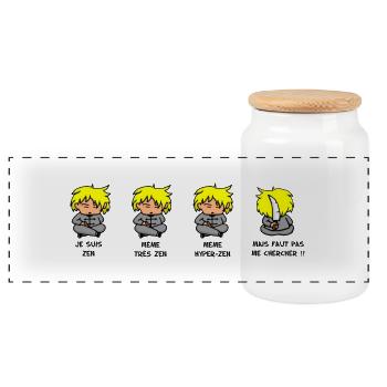 Je suis Zen mais faut pas me chercher - Boîte à biscuits avec couvercle en bois - blanc - Devant