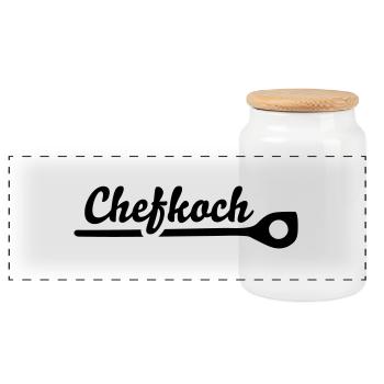 Chef - Panoramic Cookie Jar with Wooden Lid - white - Front