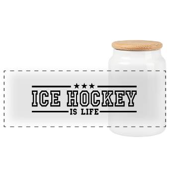 ice hockey is life deluxe - Boîte à biscuits avec couvercle en bois - blanc - Devant