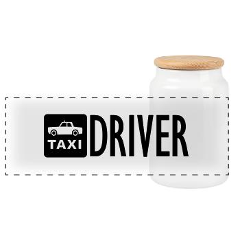 TAXI Driver - Panoramic Cookie Jar with Wooden Lid - white - Front
