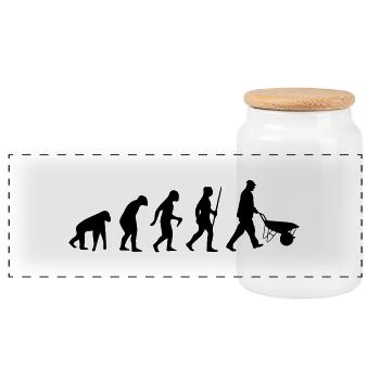 HANDWERKER EVOLUTION (BAUSTELLEN SHIRT) - Panorama Keksdose mit Holzdeckel - Weiß - Vorne