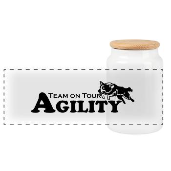 Agility Team on Tour - Panorama Keksdose mit Holzdeckel - Weiß - Vorne