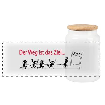 Der Weg ist das Ziel - Marathon - Panorama Keksdose mit Holzdeckel - Weiß - Vorne