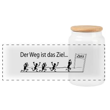 DAS ZIEL - MARATHON - Panorama Keksdose mit Holzdeckel - Weiß - Vorne