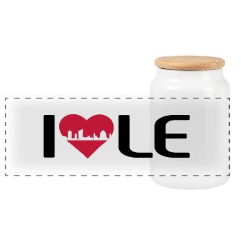 I love LE - Panorama Keksdose mit Holzdeckel - Weiß - Vorne