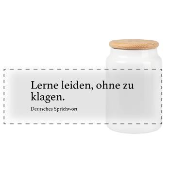 Lerne leiden, ohne zu klagen. - Panorama Keksdose mit Holzdeckel - Weiß - Vorne