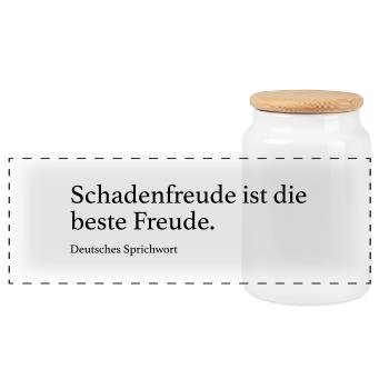 Schadenfreude ist die beste Freude. - Panorama Keksdose mit Holzdeckel - Weiß - Vorne