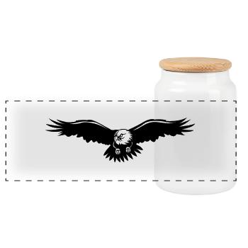 Eagle - Panoramic Cookie Jar with Wooden Lid - white - Front