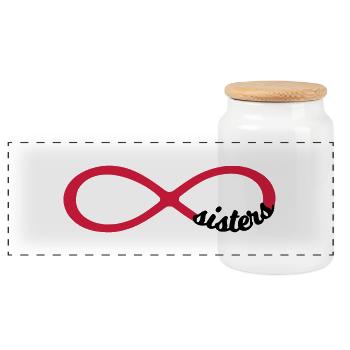 Infinity Schwester Sisters sisterlove Schwestern - Panorama Keksdose mit Holzdeckel - Weiß - Vorne