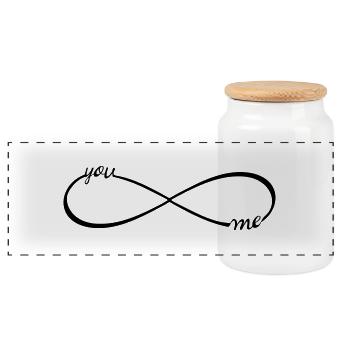 Unendlichkeit Symbol Infinity you & me acht - Panorama Keksdose mit Holzdeckel - Weiß - Vorne