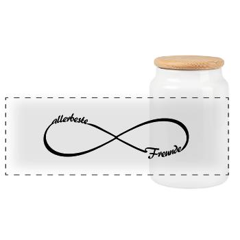 allerbeste Freunde BFF ABF Infinity Loop - Panorama Keksdose mit Holzdeckel - Weiß - Vorne