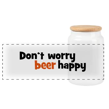 2541614 14137052 beer - Panoramic Cookie Jar with Wooden Lid - white - Front
