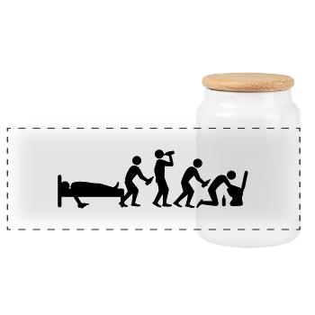 hangover_evolution - Boîte à biscuits avec couvercle en bois - blanc - Devant