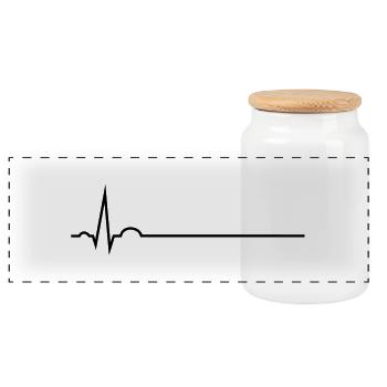 EKG mit Namenslinie lang - Panorama Keksdose mit Holzdeckel - Weiß - Vorne