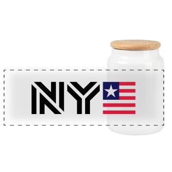 New York__V004 - Panoramic Cookie Jar with Wooden Lid - white - Front