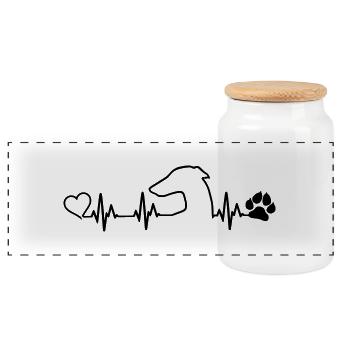 GALGO ESPANOL Heartbeat - Panorama Keksdose mit Holzdeckel - Weiß - Vorne