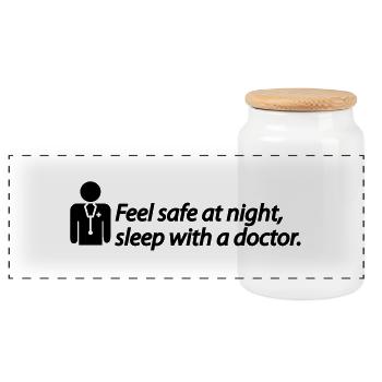 Feel safe at night, sleep with a doctor - Panorama Keksdose mit Holzdeckel - Weiß - Vorne