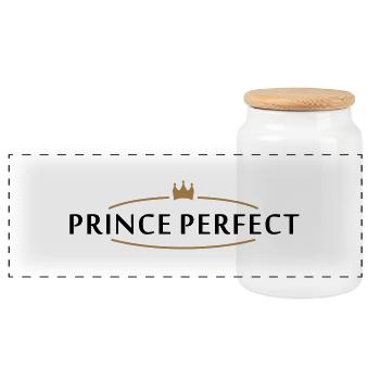 prince perfect (2c) - Panoramic Cookie Jar with Wooden Lid - white - Front