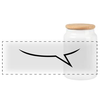 Sprechblase ein Sprecher / one talking balloon - Panoramic Cookie Jar with Wooden Lid - white - Front