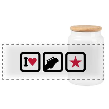 I heart rock stars (2c) - Panoramic Cookie Jar with Wooden Lid - white - Front