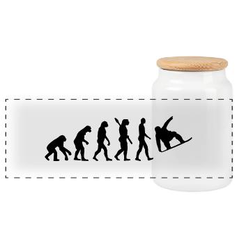 Evolution Snowboard - Panorama Keksdose mit Holzdeckel - Weiß - Vorne