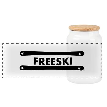 SKI,après-ski,neige,hiver,montagnes,FREESKI, SKI, - Boîte à biscuits avec couvercle en bois - blanc - Devant