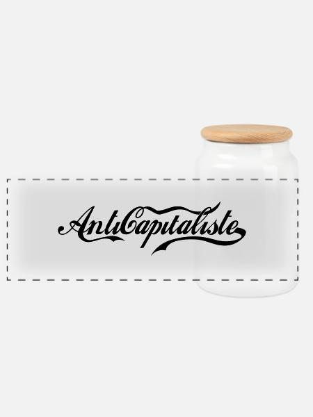 Antikapitalismus - Panorama Keksdose mit Holzdeckel - Weiß