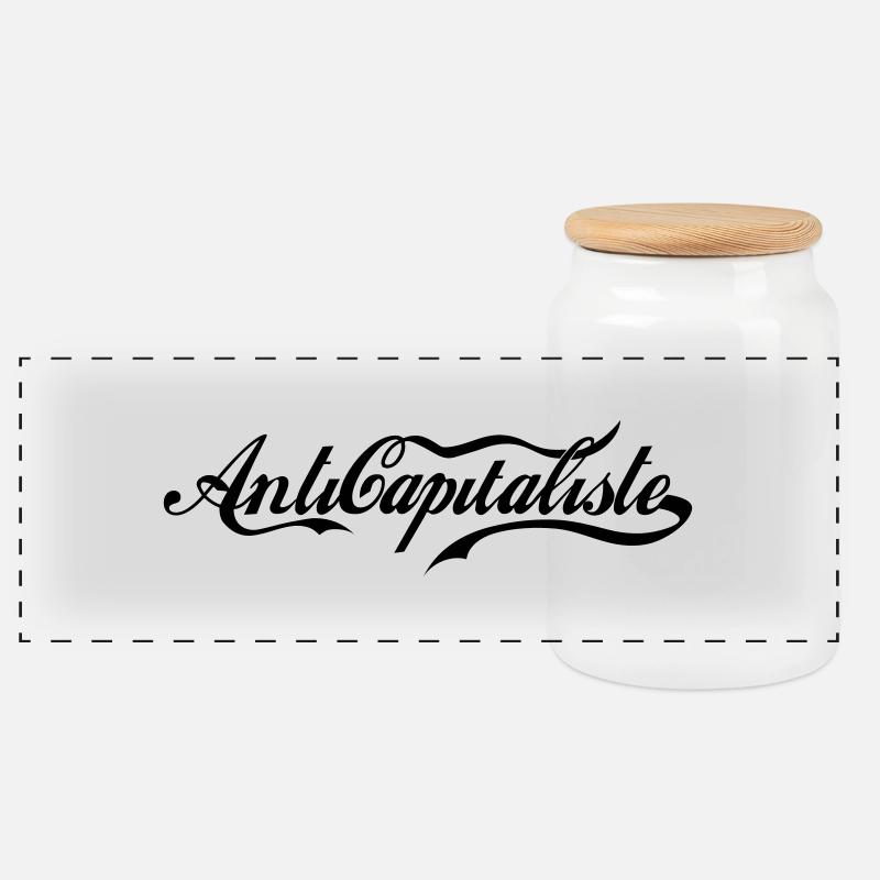 Antikapitalismus - Panorama Keksdose mit Holzdeckel - Weiß