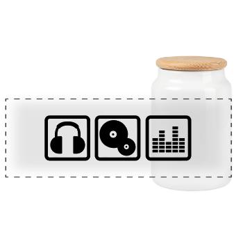 DJ - Panoramic Cookie Jar with Wooden Lid - white - Front