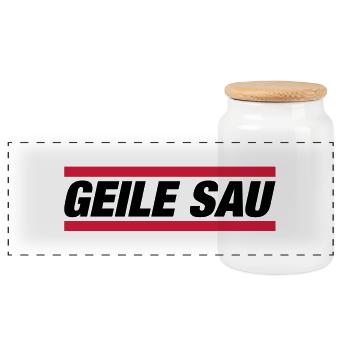 geile_sau_gr2 - Boîte à biscuits avec couvercle en bois - blanc - Devant
