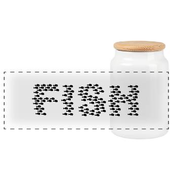 Poissons / poissons essaim (1c) - Boîte à biscuits avec couvercle en bois - blanc - Devant