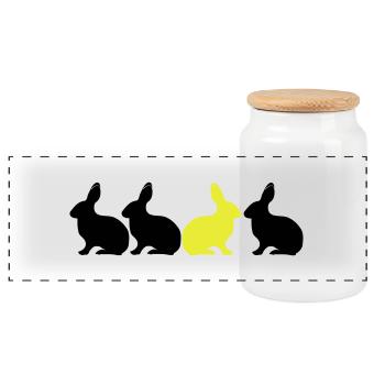 Lapin Lapin être différent! 2c contraste unique - Boîte à biscuits avec couvercle en bois - blanc - Devant