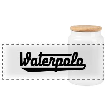 waterpolo - Panoramic Cookie Jar with Wooden Lid - white - Front