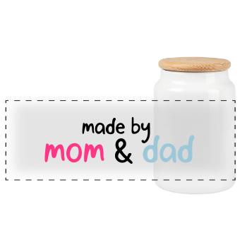 faite par maman et papa - Boîte à biscuits avec couvercle en bois - blanc - Devant