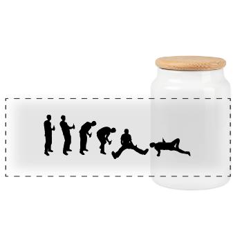 Drunk evolution - Panoramic Cookie Jar with Wooden Lid - white - Front