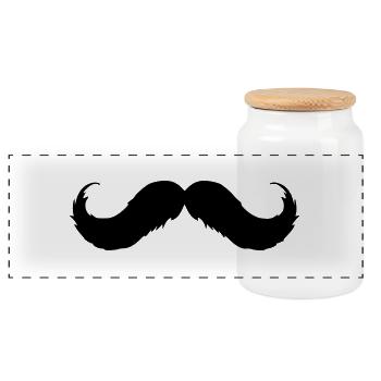 Mustache - Panorama Keksdose mit Holzdeckel - Weiß - Vorne