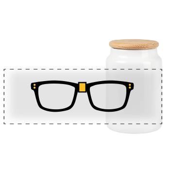 glasses - Nerd - Panoramic Cookie Jar with Wooden Lid - white - Front