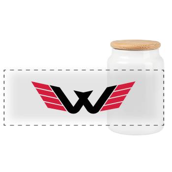 W Logo - Boîte à biscuits avec couvercle en bois - blanc - Devant