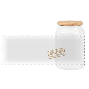 Wir essen jetzt Opa Satzzeichen Grammatik Sprache - Panorama Keksdose mit Holzdeckel - Weiß - Vorne
