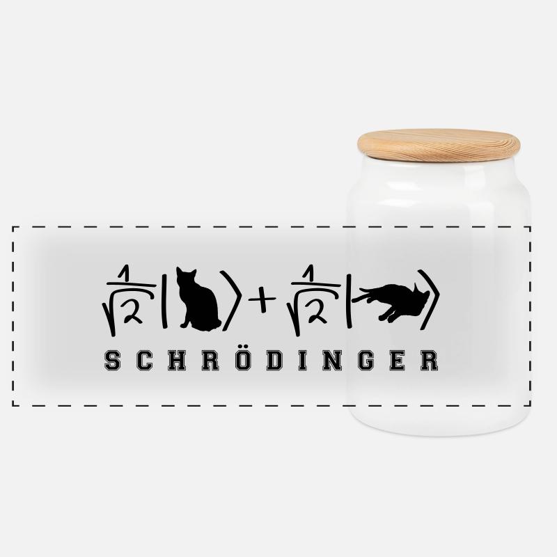 Quantenphysik Schrödinger Katze - Panorama Keksdose mit Holzdeckel - Weiß