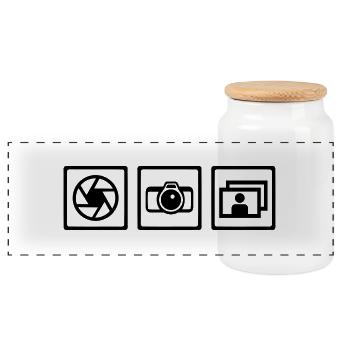 Photographer - Panoramic Cookie Jar with Wooden Lid - white - Front