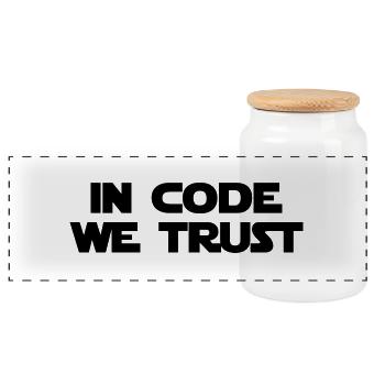 In code we trust - Boîte à biscuits avec couvercle en bois - blanc - Devant
