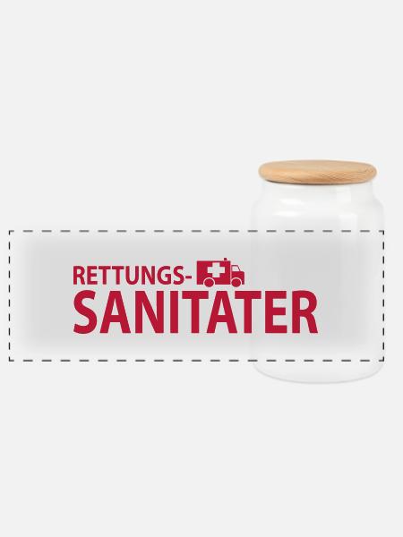 rettungssani - Panorama Keksdose mit Holzdeckel - Weiß