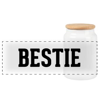 Bestie - Panoramic Cookie Jar with Wooden Lid - white - Front
